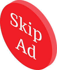 Poster - Red button showing skip ad option for website visitors enjoying online content