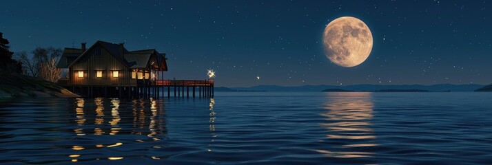 Wall Mural - Gorgeous Full Moon View