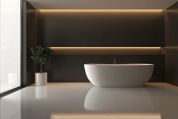 Wall Mural - Minimal design interior of modern contemporary bathroom, Generative AI