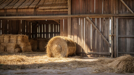 Rustic Barn and Straw Background in Ultra HD 4K Photography with Sharp Focus