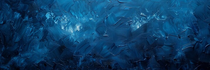 Sticker - A close-up shot of blue paint, the texture is abstract and resembles a natural landscape, the shades of blue create a depth and a calming atmosphere.