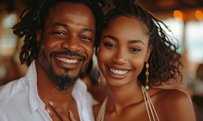 The couple, smiling and having fun, enjoyed coffee at the restaurant.