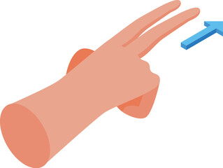 Poster - Illustration of a hand with two fingers touching a digital screen and swiping up