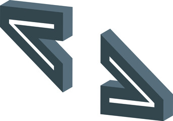 Poster - Two 3d arrows pointing opposite directions representing a difficult decision or a challenging situation