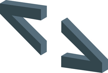 Poster - Pair of blue less than and greater than signs in 3d isometric style on white background