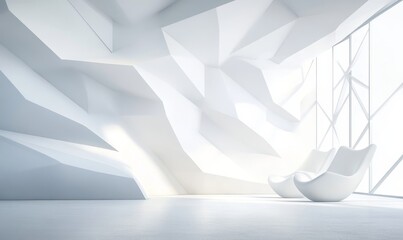 Wall Mural - 3D White Wall, Generative AI