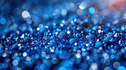 Poster - Vivid blue glitter shimmers and sparkles under soft lighting, creating a mesmerizing effect