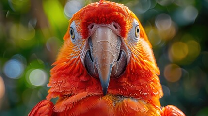 Poster - A close-up of a parrot's face. AI.