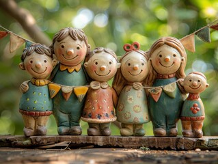 Canvas Print - A group of figurines holding hands and celebrating. AI.