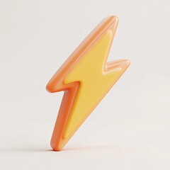 Canvas Print - Stylized 3D Yellow Lightning Bolt Icon