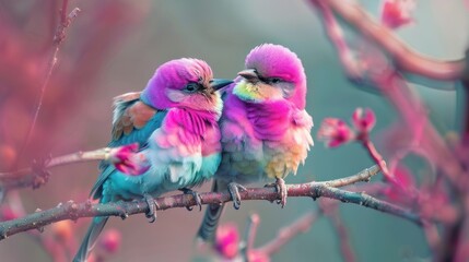 Two Colorful Birds Perched on a Branch