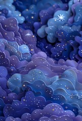 Wall Mural - Close-up of a mesmerizing night sky with constellations and stars in vibrant blue tones