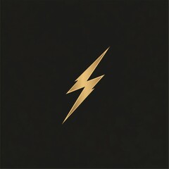 Sticker - Stylized Gold Lightning Bolt Icon on Black Background