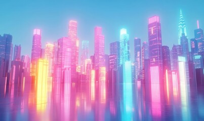 colorful pastel animation of futuristic city, cartoon style, Generative AI