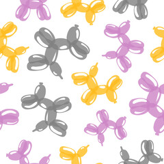 Wall Mural - Balloon dogs seamless pattern. Cute colorful print. Birthday party vector illustration