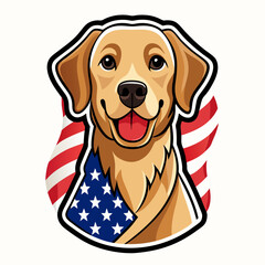 Wall Mural - dog with US flag in ware dress vector illustration 