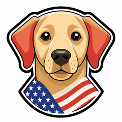 Canvas Print - dog with US flag in ware dress vector illustration 