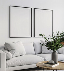 Modern Living Room with White Sofa and Greenery