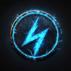 Canvas Print - Blue Lightning Symbol with Electric Effects