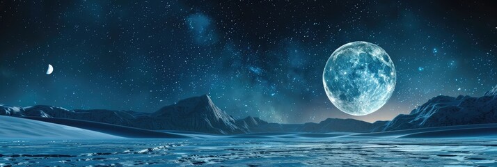 Wall Mural - Clear night sky with a full moon