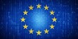 © BrilliantPixels - EU Flag with Binary Code, Digital Flag, Blue and Yellow, Stars and Code, European Union, digital, code