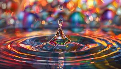 Poster - Water Drop Reflection With Colorful Lights