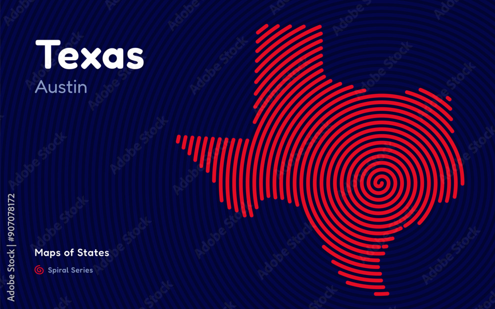 Texas Map Pattern Texas Map in Spiral Formation: Austin Takes Center Stage. Fingerprint ...