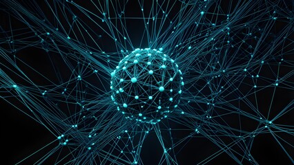 A blue sphere with many lines surrounding it