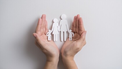 Paper doll family with both hands, symbolizing welfare