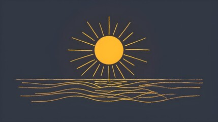 Wall Mural - Continuous line sun summer art one sunshine outline icon single light. Travel sun doodle hand abstract line sketch weather logo silhouette element sunrise linear season sea nature.