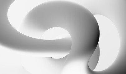 Poster - Minimalist Sculpture: White Abstract with Shadow Play