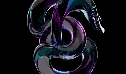 Poster - Contemporary Glass Design: Fluid 3D Abstract Artwork