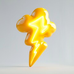 Sticker - Stylized Neon Yellow Lightning Bolt Cloud Design