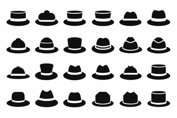 Wall Mural - A set of bunch of hat icons vector art illustration 