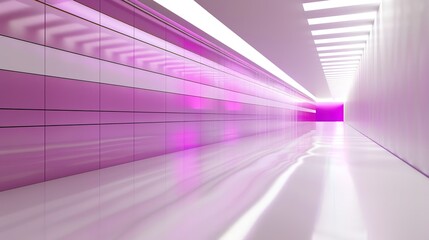 Wall Mural - Futuristic Purple and White 3D Backdrop with Dynamic Shiny Reflections