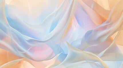 Poster - delicate waves of colorful fabric flowing softly in a pastel-hued background