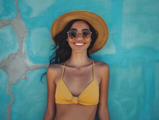 Canvas Print - woman in a pool