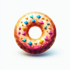 Canvas Print - Faceted sprinkled donut on a white background