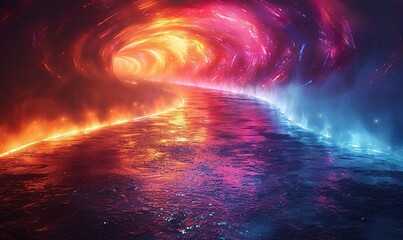 Wall Mural - abstract rays of light intertwine and merge into an arrow shape, symbolizing direction and guidance.