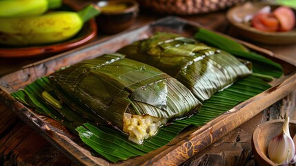 Poster - Traditional Food Wrapped in Banana Leaves