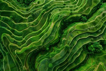 Poster - a green field with a lot of trees,