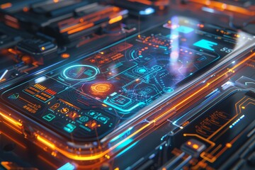 Leinwandbilder - a futuristic phone with glowing lights on it,