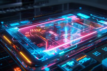 Leinwandbilder - a futuristic phone with glowing lights on it,