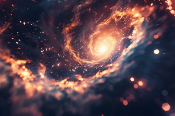 Fototapete - a spiral galaxy with stars and a black hole, galaxy with spiral arms and brightly glowing stars creating a beautiful 3D effect
