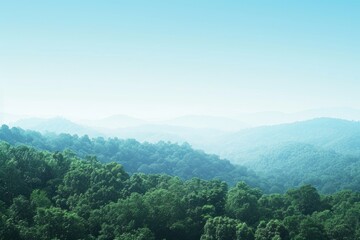 Aufkleber - a view of a mountain range with trees, gradient from green to blue, evoking images of lush forests and clear skies