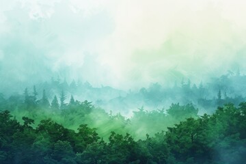 Aufkleber - a view of a mountain range with trees, gradient from green to blue, evoking images of lush forests and clear skies