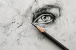 © SaroStock - a pencil drawing of an eye, pencil with sketch lines, representing the beginning of a creative idea