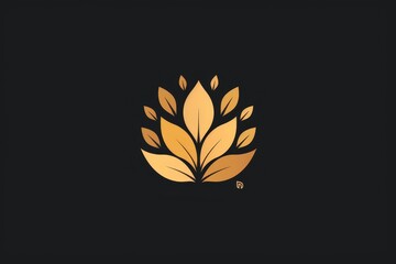 Aufkleber - a black and gold logo with a leaf, Professional and timeless logos for established brands and corporations