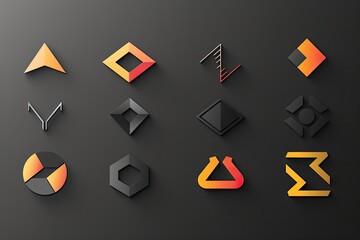Poster - a collection of different colored shapes on a white background, a computer screen with a bunch of different items on it, Sleek and modern company logos representing various businesses and industries