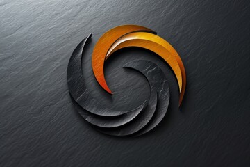 Aufkleber - a gold spiral logo on a black background, a computer screen with a bunch of different items on it, sleek and modern logo design in PNG format